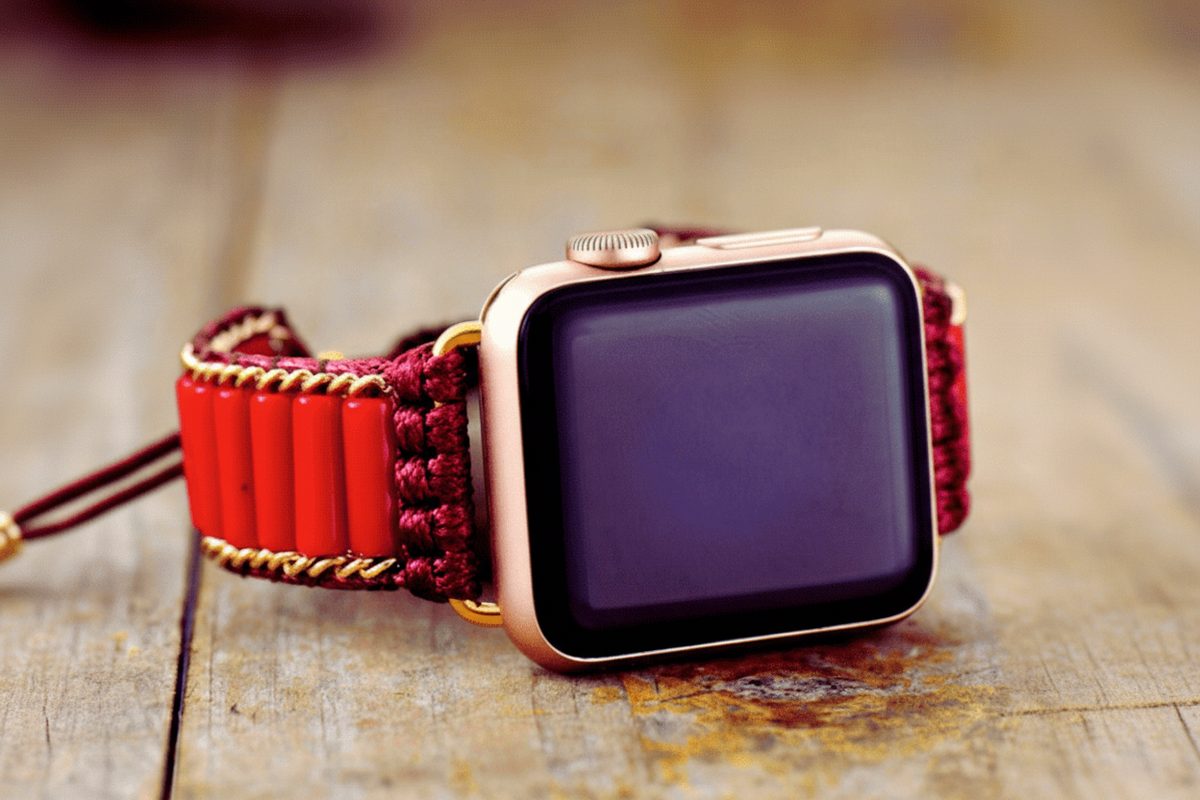 Bracelet Apple Watch Unisexe Jaspe Rouge