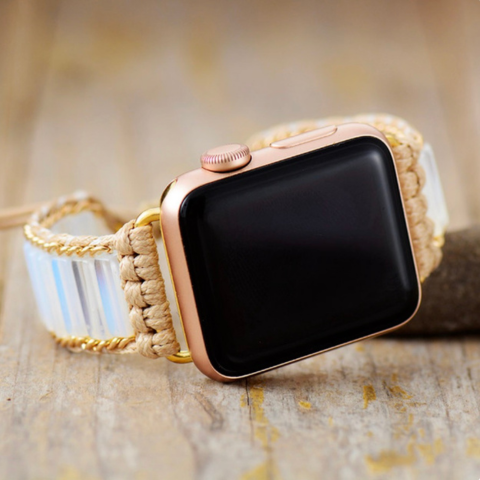 Bracelet Apple Watch Unisexe Quartz Blanc & cordon Vegan