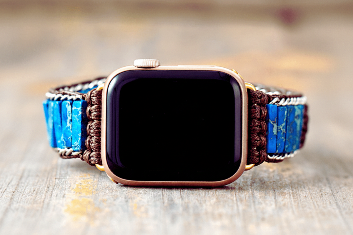 Bracelet Apple Watch Unisexe Jaspe bleu Impérial 