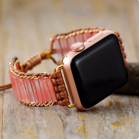 Bracelet Apple Watch Unisexe Quartz Rose & cordon Vegan