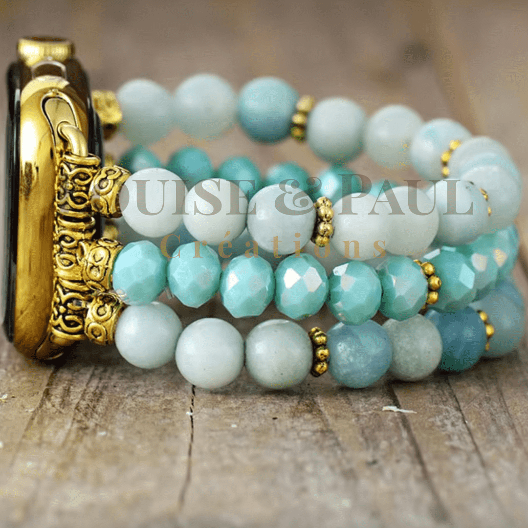 Bracelet Apple Watch Unisexe Amazonite Bleu