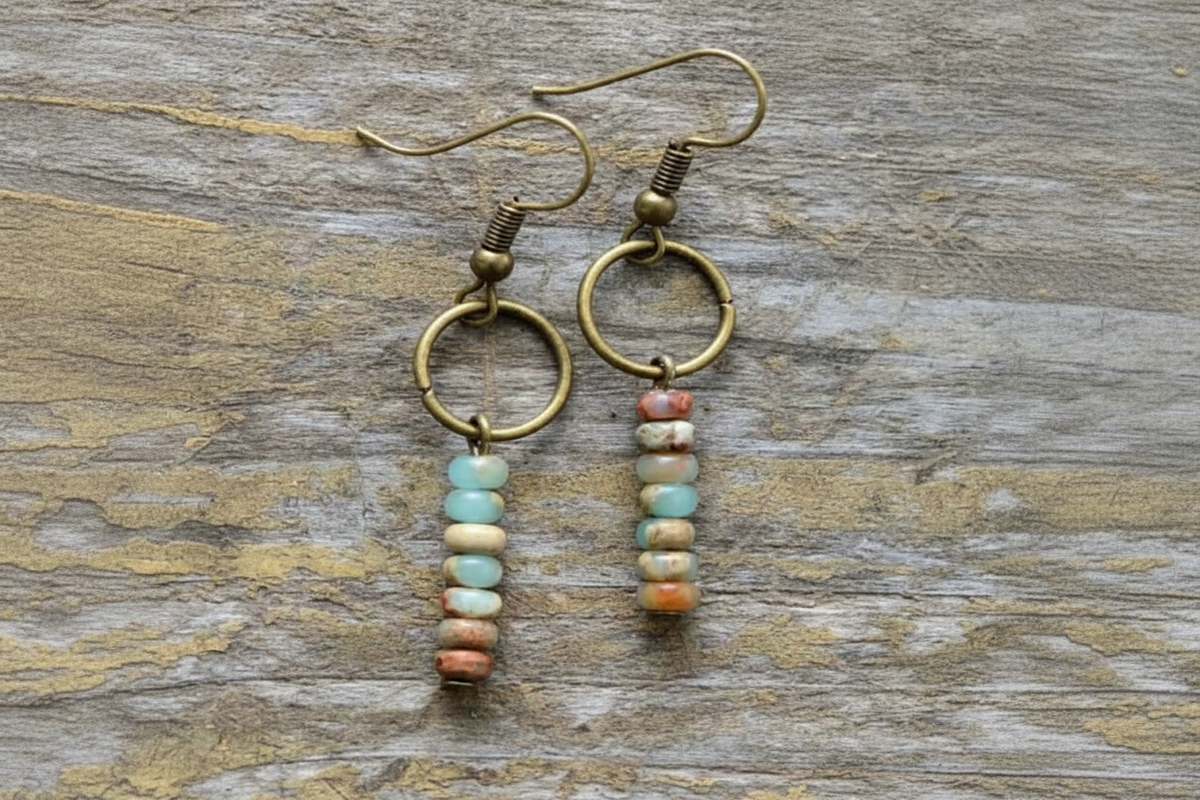 Boucles D'Oreilles Tourmaline Rose ou Jaspe